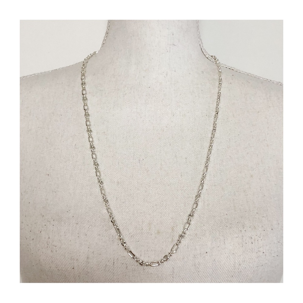 MONET Vintage Silver Tone Dainty Small Chain Link Long Necklace